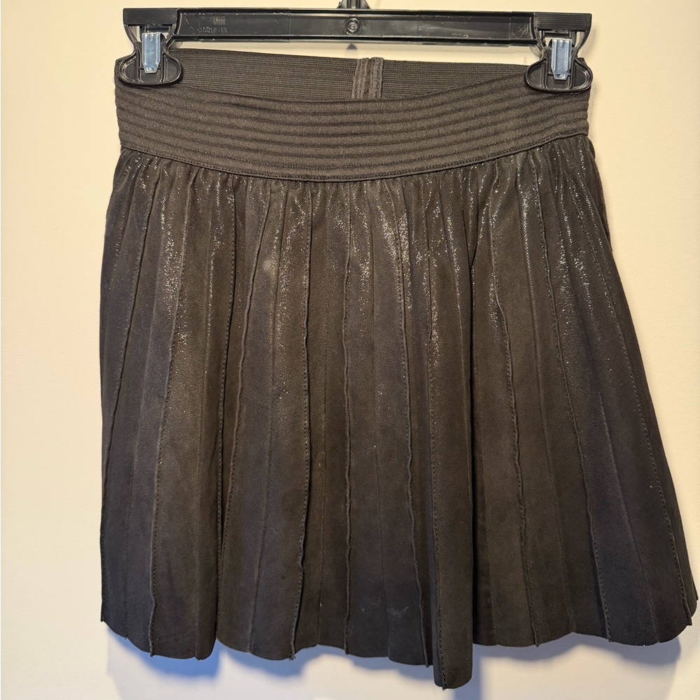 Parker Shimmering‎ Black Leather Skirt